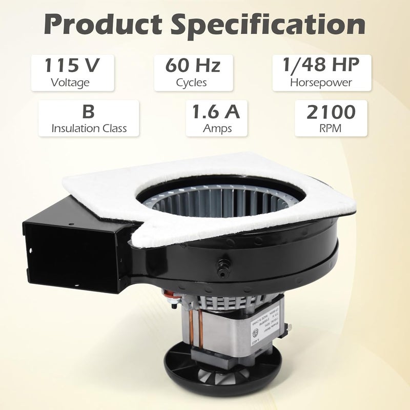 Aibabcue Draft Inducer Motor Replacement Compatible with Goodman B1859005S, B1859005, Jakel J238-112-11128, J238-112-11258 Furnace Exhaust Draft Blower Motor Assembly - Image 2